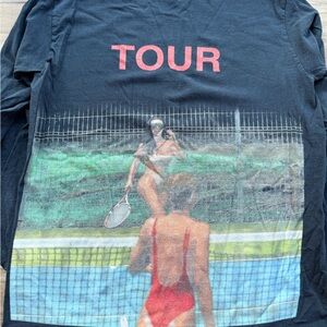 Black Long Sleeve Graphic Tee with Tour Print